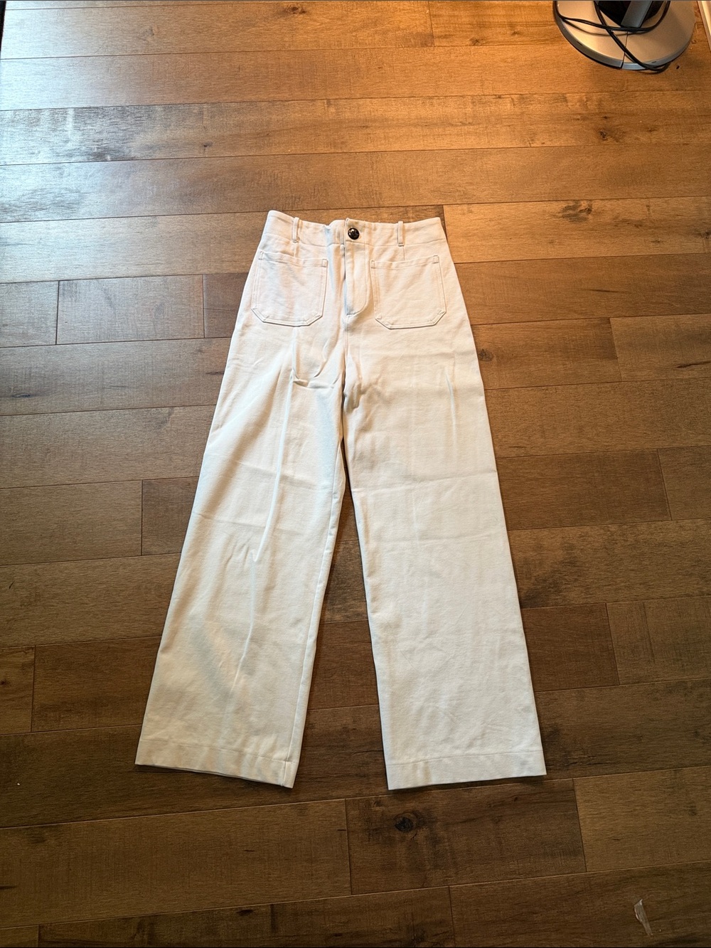 🎉T Tahari Off-White High-Waist Wide-Leg Trousers